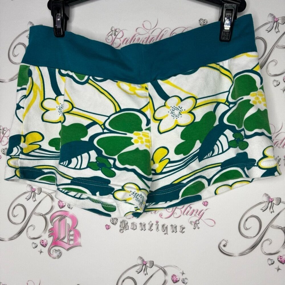 Shorts retro floral y2k 2000s interior waist tie fold over shorts cute mini
